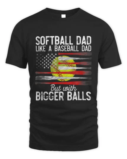 Vintage Softball Dad Like A Baseball Dad US Flag Fathers Day