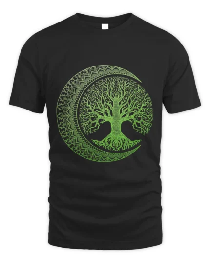 Green Tree of Life Cresent Moon Phases Mandala Yoga Gift