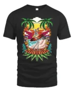 Fun Skeleton Surf Tshirt - black t-shirt on white background