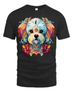 Whimsical Dog Portrait Tshirt - black t-shirt on white background