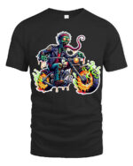 Zombie Rider Flames Tshirt - black t-shirt on white background