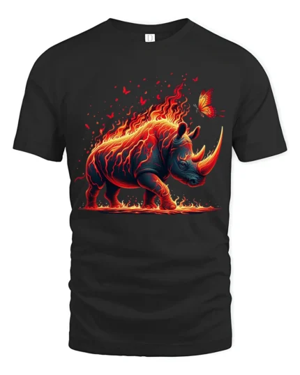 Firestorm Rhino Adventure Tee - black t-shirt on white background
