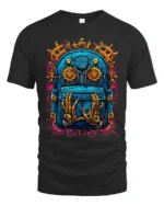 Futuristic Backpack Robotics Tee - black t-shirt on white background