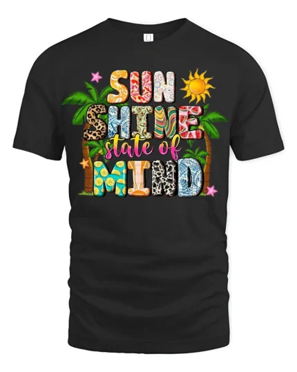 Sunshine State of Mind Shirt, Bold Island Style Tee - black t-shirt on white background