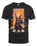 Epic Fire Knight Battle Armor Tshirt for Gamers - black t-shirt on white background