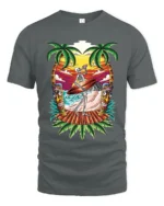 Fun Skeleton Surf Tshirt - gray t-shirt on white background