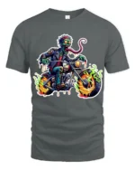 Zombie Rider Flames Tshirt - gray t-shirt on white background