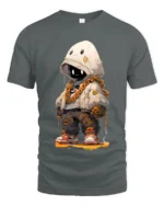 Tshirt Kawaii Robot Hoodie Streetwear, Trendy Style - gray t-shirt on white background