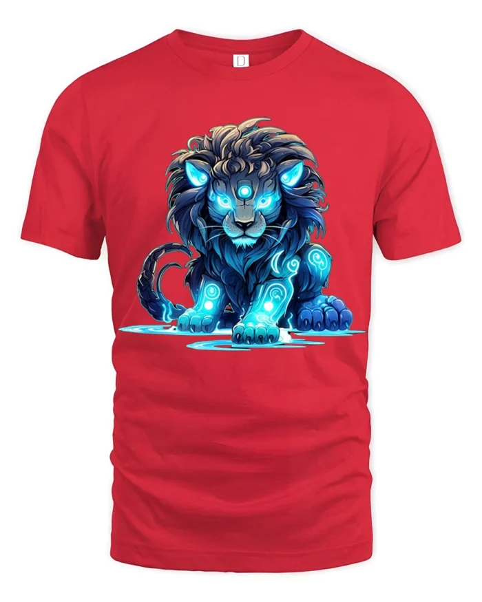 Enchanted Lion Energy Tshirt - red t-shirt on white background
