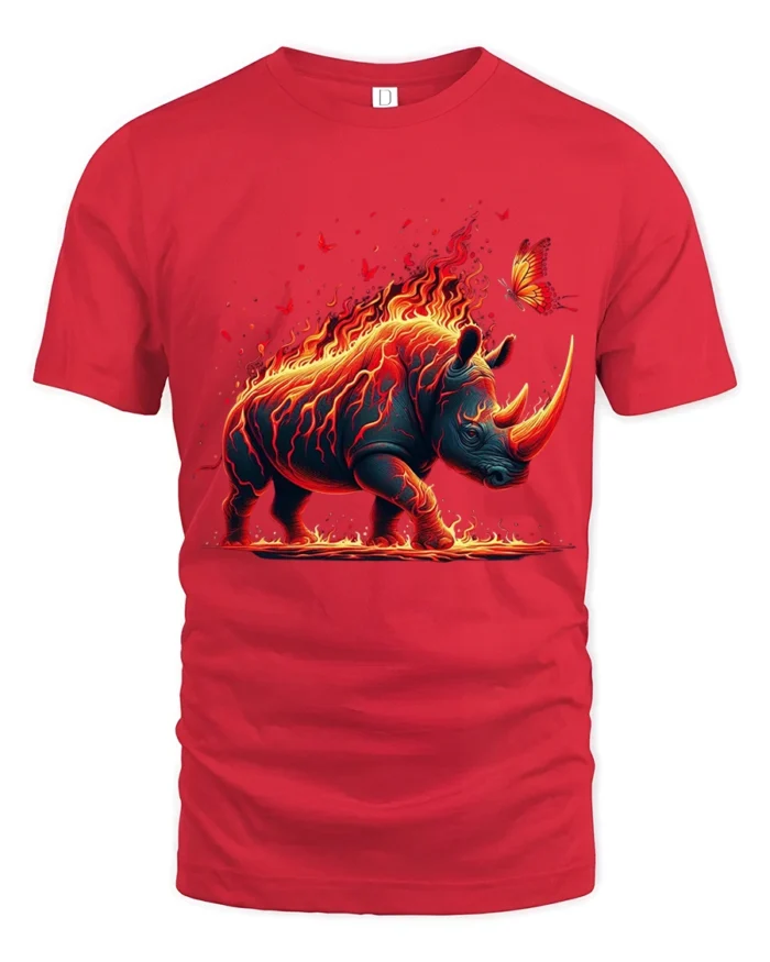 Firestorm Rhino Adventure Tee - red t-shirt on white background