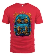 Futuristic Backpack Robotics Tee - red t-shirt on white background