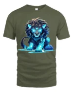 Enchanted Lion Energy Tshirt - military green t-shirt on white background