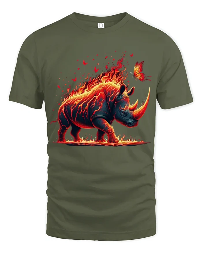 Firestorm Rhino Adventure Tee - military green t-shirt on white background
