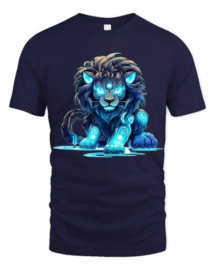 Enchanted Lion Energy Tshirt - navy t-shirt on white background