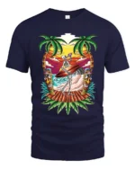 Fun Skeleton Surf Tshirt - navy t-shirt on white background