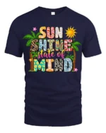 Sunshine State of Mind Shirt, Bold Island Style Tee - navy t-shirt on white background