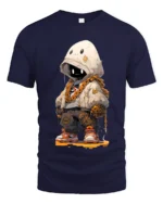 Tshirt Kawaii Robot Hoodie Streetwear, Trendy Style - navy t-shirt on white background