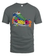 Street Style Graffiti Sneaker Tshirt, Trendy Urban Tee - gray t-shirt on white background