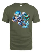 Adventure Yeti with Chest Tee, Funny Ice Explorer T-shirt - military green t-shirt on white background