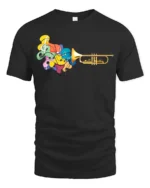 Trumpet Music Colorful Jazz Lover T-Shirt - black t-shirt on white background