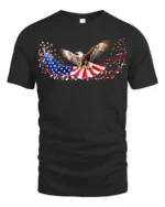 American Eagle T-Shirt Stars and Stripes - black t-shirt on white background