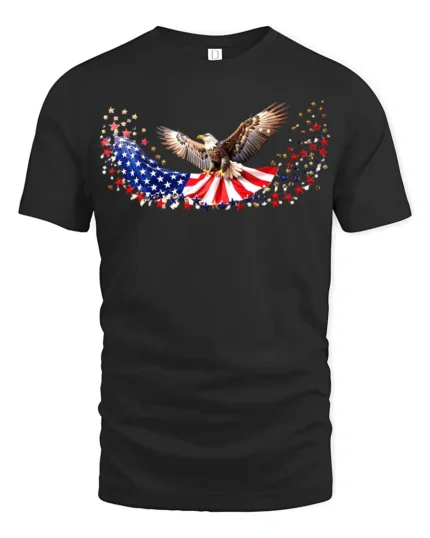 American Eagle T-Shirt Stars and Stripes - black t-shirt on white background