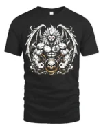 Warrior Lion T-Shirt Muscular Lion Skull Design - black t-shirt on white background