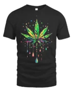 Psychedelic Leaf Colorful Marijuana T-Shirt - black t-shirt on white background