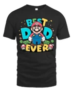 Retro Dad Gamer Best Dad Ever Mario Now - black t-shirt on white background