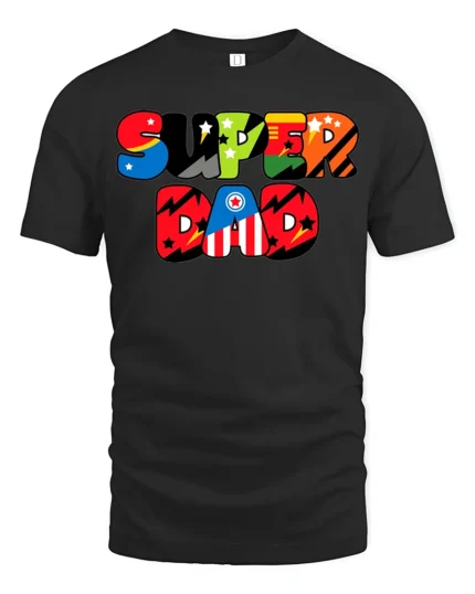 Awesome Dad Hero Colorful Father Gift Now - black t-shirt on white background