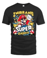 Video Game Dad T-Shirt Super Daddio Mario - black t-shirt on white background