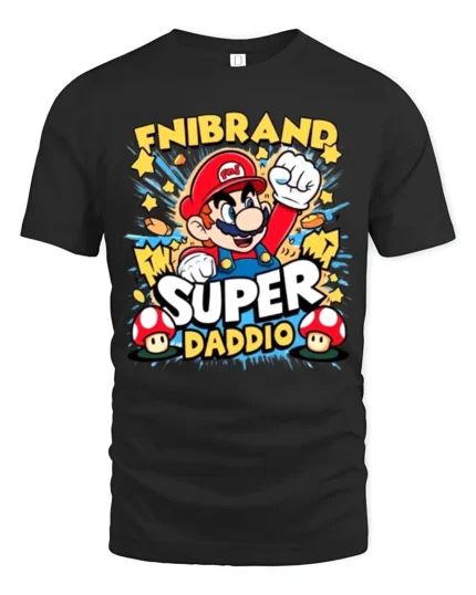 Video Game Dad T-Shirt Super Daddio Mario - black t-shirt on white background