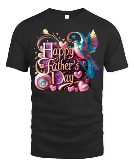 Love Dad T-Shirt Father’s Day Bird Heart - black t-shirt on white background
