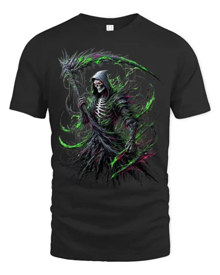 Toxic Death T-Shirt Radioactive Grim Reaper - black t-shirt on white background