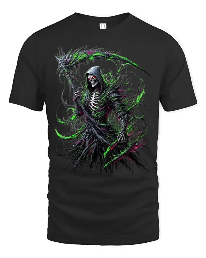 Toxic Death T-Shirt Radioactive Grim Reaper - black t-shirt on white background