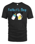 First Father’s Day Baby Bottle Beer Dad Shirt - black t-shirt on white background