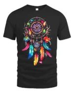Spirit Catcher Colorful Native American Shirt - black t-shirt on white background