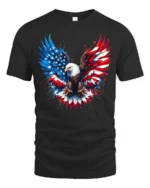 American Eagle Wings Patriotic USA Flag T-Shirt - black t-shirt on white background