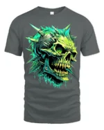 Radioactive Skull T-Shirt Edgy Green Skull - gray t-shirt on white background