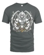 Warrior Lion T-Shirt Muscular Lion Skull Design - gray t-shirt on white background