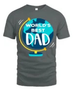 World’s Best Dad Father’s Day Globe T-Shirt - gray t-shirt on white background