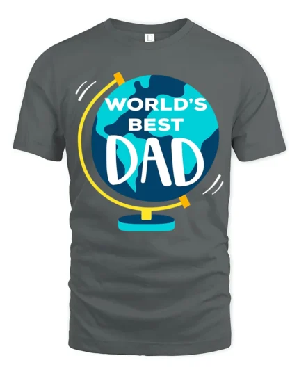 World’s Best Dad Father’s Day Globe T-Shirt - gray t-shirt on white background