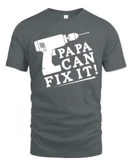 Papa Fix It Funny Dad Repair T-Shirt Gift - gray t-shirt on white background