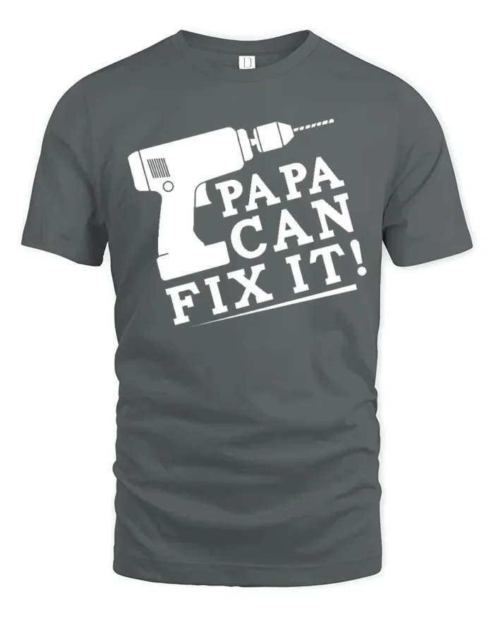 Papa Fix It Funny Dad Repair T-Shirt Gift - gray t-shirt on white background