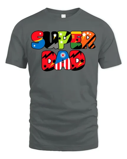 Awesome Dad Hero Colorful Father Gift Now - gray t-shirt on white background