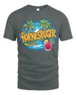 Hornesbuger Beach Tropical Vacation T-Shirt - gray t-shirt on white background