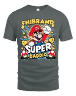 Video Game Dad T-Shirt Super Daddio Mario - gray t-shirt on white background