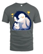 Loving Penguin T-Shirt Heartfelt Family - gray t-shirt on white background