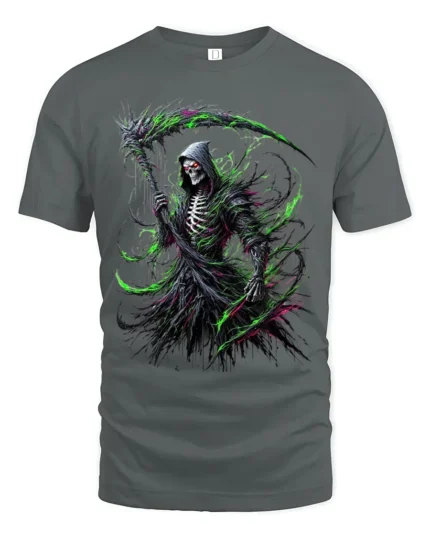 Toxic Death T-Shirt Radioactive Grim Reaper - gray t-shirt on white background