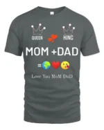 Queen King Mom Dad Family Love T-Shirt Gift - gray t-shirt on white background